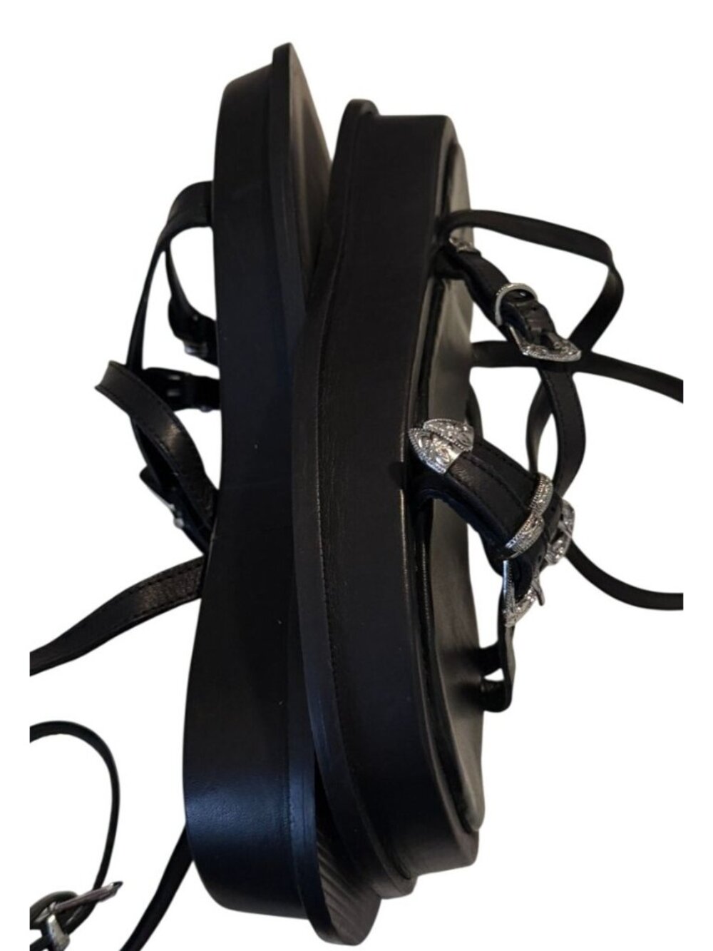 Topshop Kayla Black Leather Strappy Buckle Detail Sandals Size 9 NWOB - Picture 7 of 11
